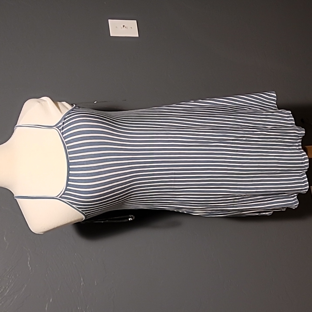 Striped Teal and White Flowy Dress